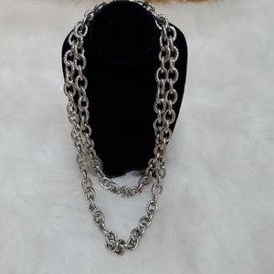 Long silver chain necklace